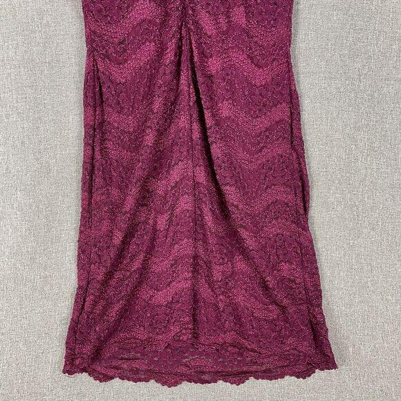 Vintage 90s Filigree Ltd Collection Burgundy Lace Overlay Dress Formal Wedding - Picture 7 of 10